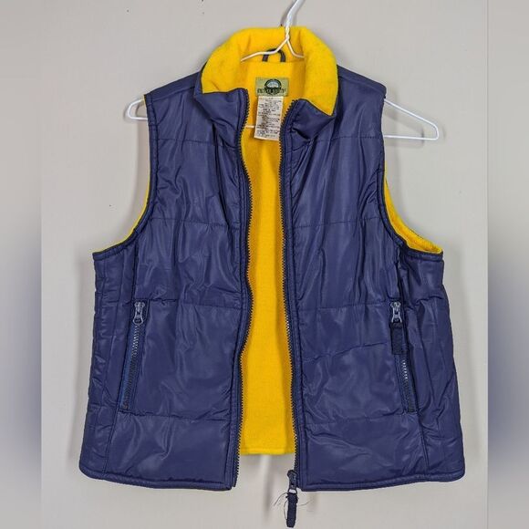 Vintage Northern Spirits Puffer Vest – Blue & Yellow Fleece – Size Small - Picture 1 of 6